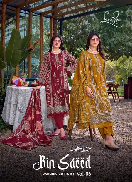 Bin Saeed Vol 6 By Levisha Cambric Lawn Pakistani Dress Material
